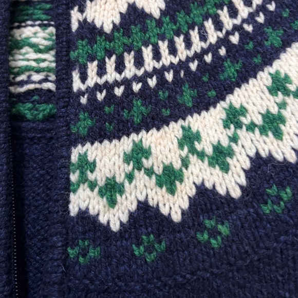 L.L. Bean Nordic Fair Isle Women Medium 100% Lambswool Full Zip Cardigan Sweater - Picture 4 of 4